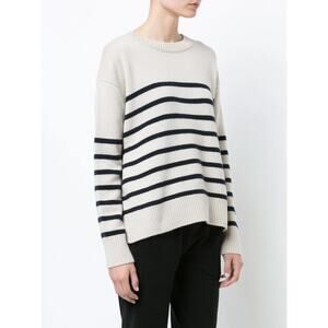 VINCE | Cashmere Breton Stripe Crewneck Pullover Sweater Coastal Nautical Boxy M